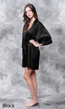 Black satin robe.