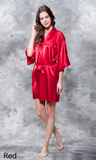 Bright red satin robe.