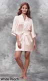 White peach satin robe.
