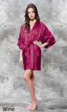 Wine red satin robe.