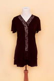 Black sleepwear shorts and top on bodyform