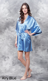 Airy blue satin robe.