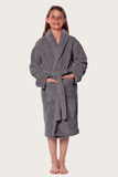 Gray youth microfleece plush robe.
