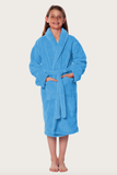 Light blue youth microfleece plush robe.