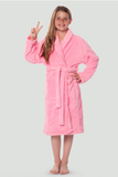 Light pink youth microfleece plush robe.