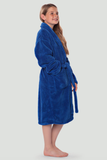 Royal blue youth microfleece plush robe.