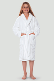 White youth microfleece plush robe.