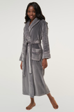 Gray ladies' cut microfleece plush robe.